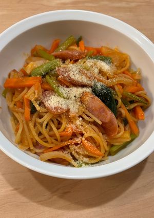 ワンパン⭐︎ナポリタン⭐︎もちもち⭐︎具多め⭐︎楽で簡単-レシピのメイン写真