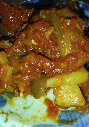 キノコとトマトとさば煮込み料理-レシピのメイン写真