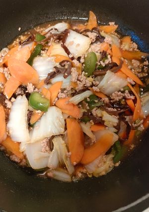 おかず一撃！豚ひき肉と白菜のオイスターソース炒め-レシピのメイン写真