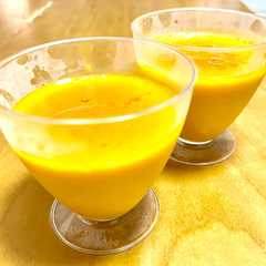 รูปของ 卵なし!簡単!混ぜて冷やすだけかぼちゃプリン🎃🍮