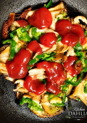ナスと舞茸のヘルシーピザ🍕背徳圧縮生地②-レシピのメイン写真