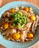 きのこと干し貝柱の中華風炊き込みご飯