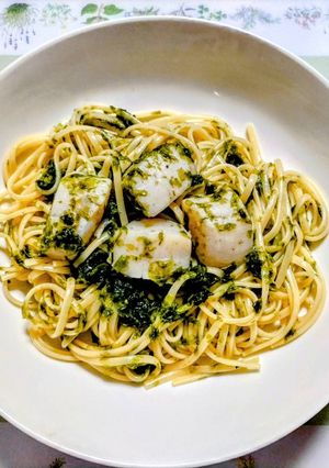 ホタテとあおさのバター和風パスタ-レシピのメイン写真