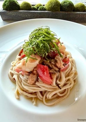 トマトと蛸ツナの冷製パスタ風蕎麦-レシピのメイン写真