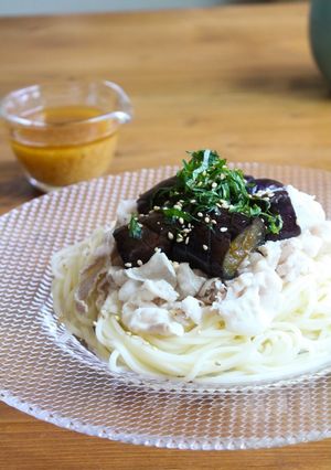 茄子と豚しゃぶのぶっかけそうめん-レシピのメイン写真