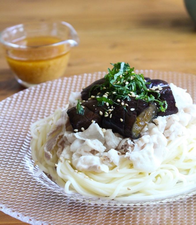 茄子と豚しゃぶのぶっかけそうめん-レシピのメイン写真