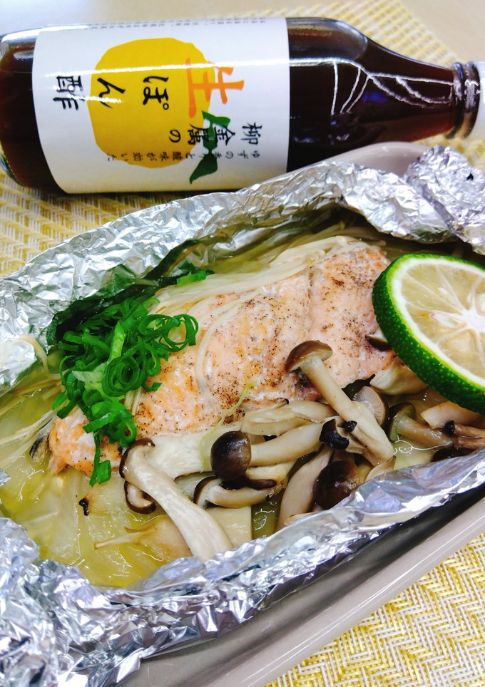 柳金属の生ぽん酢で鮭ときのこのホイル焼き-レシピのメイン写真