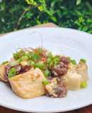 レンジでラム肉の和食肉豆腐♪濃厚すき焼風