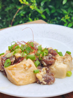 レンジでラム肉の和食肉豆腐♪濃厚すき焼風-レシピのメイン写真