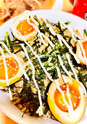 葱焼豚ご飯の味玉乗せ【プチッとうどん】-レシピのメイン写真