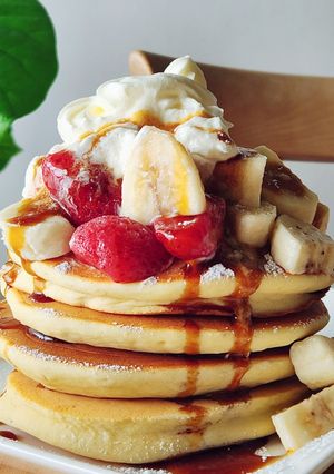 砂糖なし☆米粉バナナパンケーキ☆休日朝食-レシピのメイン写真