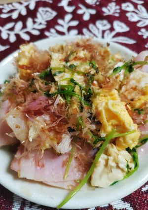豆腐と豆苗ベーコンのチャンプルー※節約-レシピのメイン写真