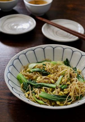 シャキシャキ♪豆もやしとチンゲン菜のナムル風炒め-レシピのメイン写真