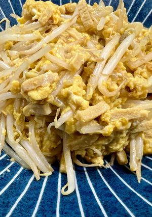 安くて簡単すぐ出来る!モヤシと高野豆腐の卵とじ-レシピのメイン写真