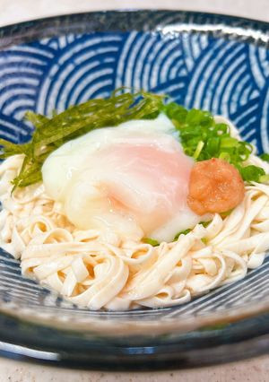 温泉卵のせ♪辛子明太和え豆腐麺-レシピのメイン写真