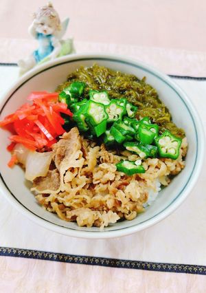 牛丼＆めかぶオクラ丼美味♬-レシピのメイン写真