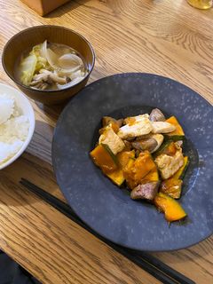 かぼちゃと鳥レバー甘辛炒め-レシピのメイン写真