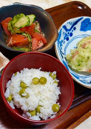 【健康介護】えんどう豆ご飯-レシピのメイン写真