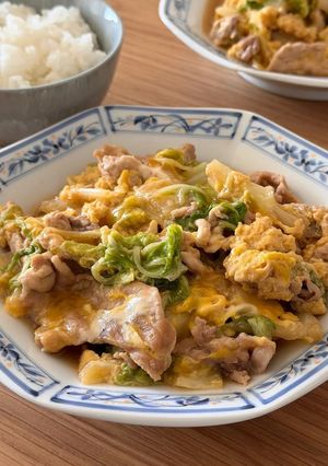【楽めし】豚と白菜の中華風卵とじ-レシピのメイン写真