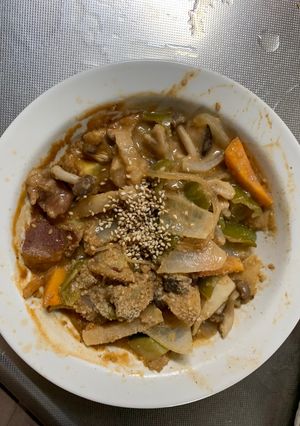 お一人様洋風梅味噌味根菜たっぷり野菜炒-レシピのメイン写真