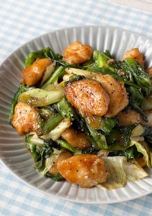 レタスの外葉♪鶏ささみとニンニク生姜の青菜炒め-レシピのメイン写真