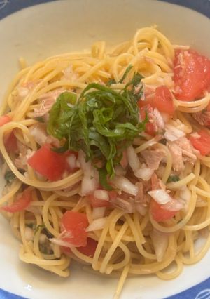 トマトとツナの和風冷製パスタ😋-レシピのメイン写真