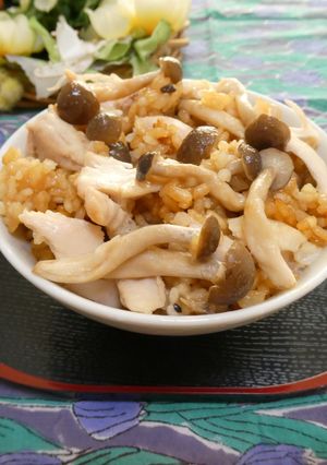 丸ごと1枚!鶏肉としめじの豪快炊き込みご飯❀-レシピのメイン写真