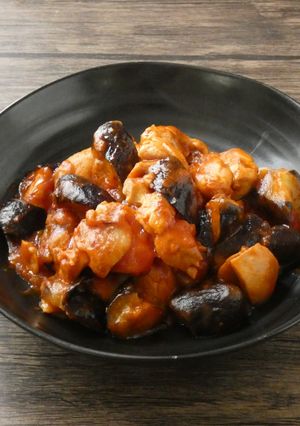 鶏肉とナスのナポリタン炒め-レシピのメイン写真
