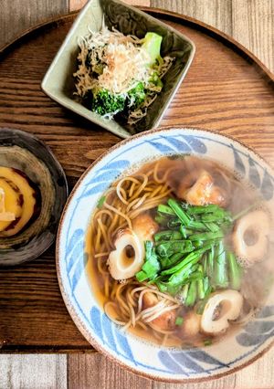 温かいニラ蕎麦ランチ-レシピのメイン写真