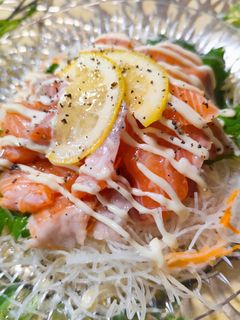 胡麻油香る♪お刺身の塩胡椒マヨユッケ☆-レシピのメイン写真