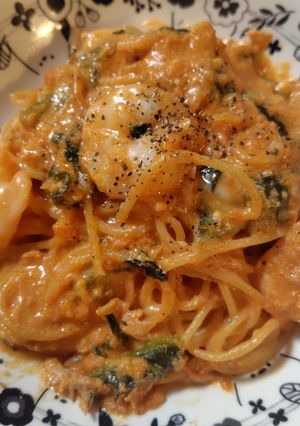 ワンパン！エビのトマトクリームパスタ🍝-レシピのメイン写真