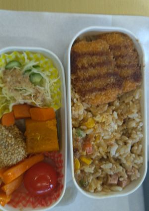 レンジ簡単中華風シーフードレモン味炒飯弁当-レシピのメイン写真