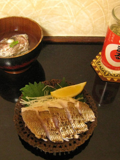 鯛のあら汁と炙り刺身-レシピのメイン写真