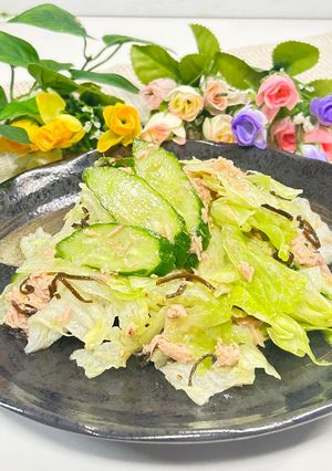 塩昆布とツナの無限レタスきゅうりサラダ🥗-レシピのメイン写真