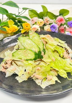 塩昆布とツナの無限レタスきゅうりサラダ🥗-レシピのメイン写真