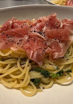 ワンパン！にんにくたっぷり生ハムのペペロンチーノ-レシピのメイン写真