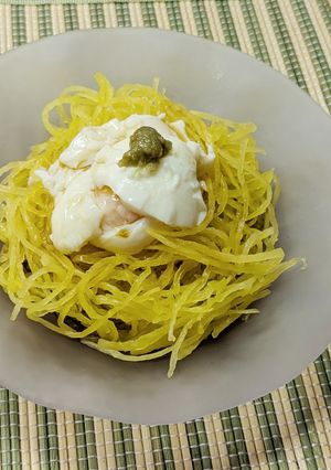 金糸瓜と温玉のトロトロさっぱりサラダ-レシピのメイン写真