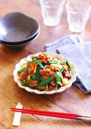 レンジdeラム肉とキムチとニラの和えもの-レシピのメイン写真