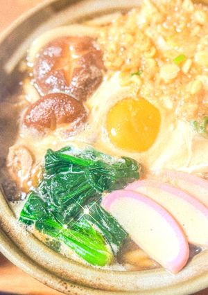 1人用土鍋で✨具沢山の鍋焼きうどん🍲-レシピのメイン写真