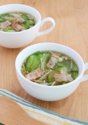 食物繊維◎きのことレタスのぬくもりスープ-レシピのメイン写真