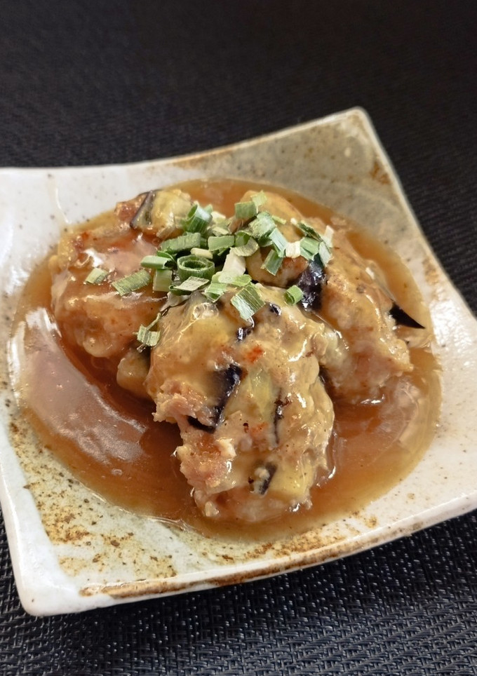 簡単♡ナスと鶏肉deバーグあんかけ♪-レシピのメイン写真