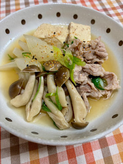 新玉ねぎと豚肉と豆腐のすき煮風♪-レシピのメイン写真