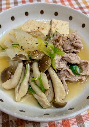 新玉ねぎと豚肉と豆腐のすき煮風♪-レシピのメイン写真