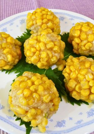 【健康パワー】鶏だんごのコーン蒸し-レシピのメイン写真