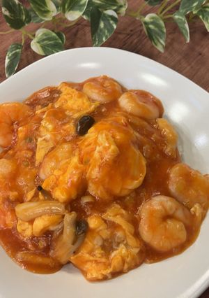 エビチリ卵丼-レシピのメイン写真