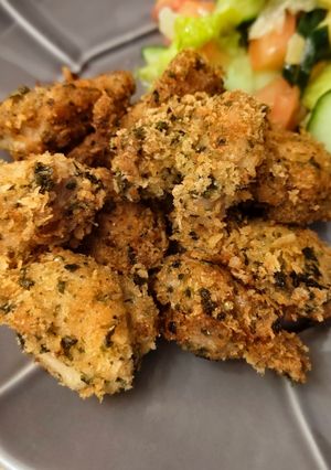 簡単！鶏もも肉のあおさのパン粉揚げ！-レシピのメイン写真