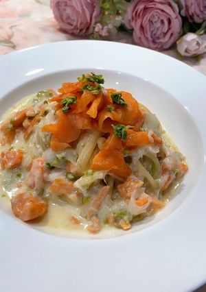 スモークサーモンと蕗の薹のクリームパスタ-レシピのメイン写真