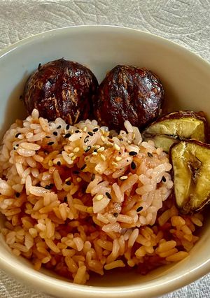 栗の☆渋皮ポリフェノール☆で赤飯な栗ご飯🌰-レシピのメイン写真