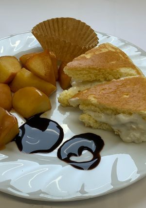 もち麦クリームパンケーキ焼きりんごも一緒-レシピのメイン写真
