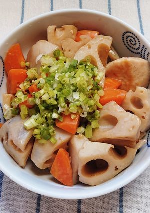レンコンと鶏肉・にんじんの白みそマスタード和え-レシピのメイン写真